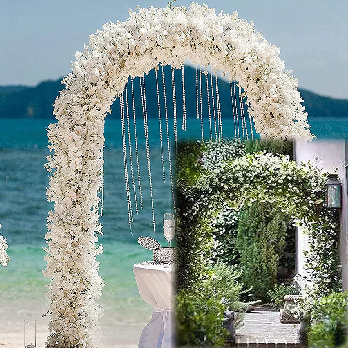 Arco da giardino in metallo bianco resistente alle intemperie - Ele graticcio per piante rampicanti e rose, perfetto per matrimoni e decorazioni per esterni, ideale per vialetti e decorazioni da