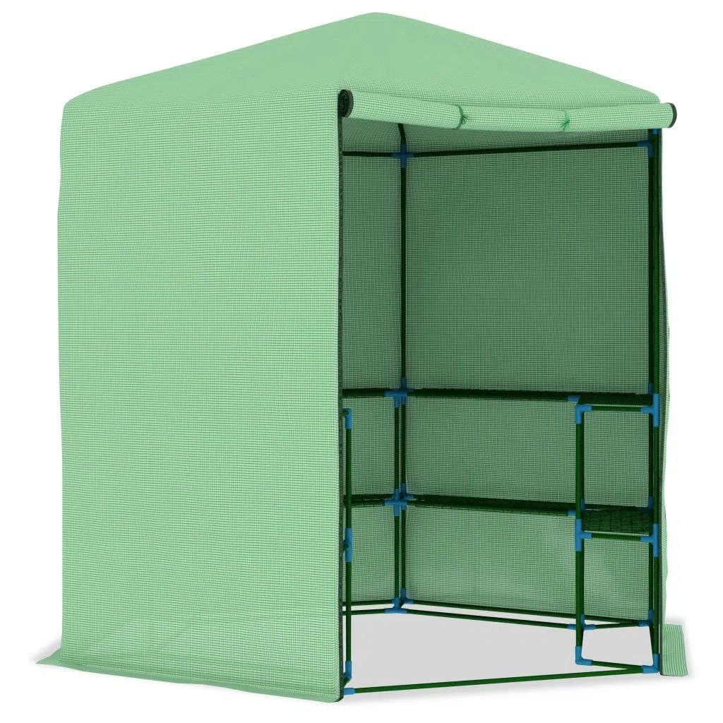 Serra con ripiani, in acciaio, 227 x 223 cm, per giardinaggio hobby, resistente alle intemperie, con ventilazione e telaio robusto, per balcone, terrazza, esterni, casetta di coltivazione e