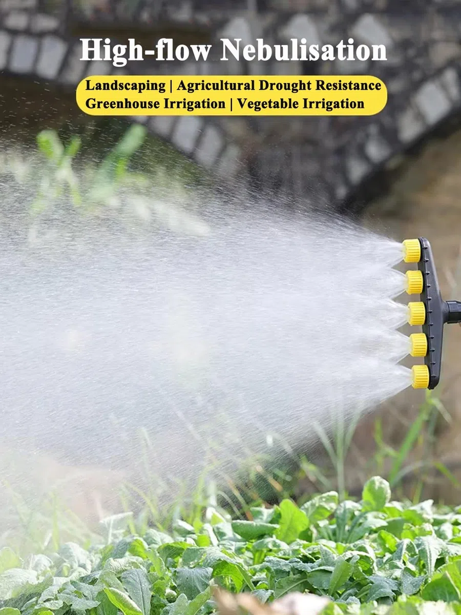 Set di 5 ugelli per irrigazione da giardino, strumento per irrigazione del prato, resistente, 19,8 m