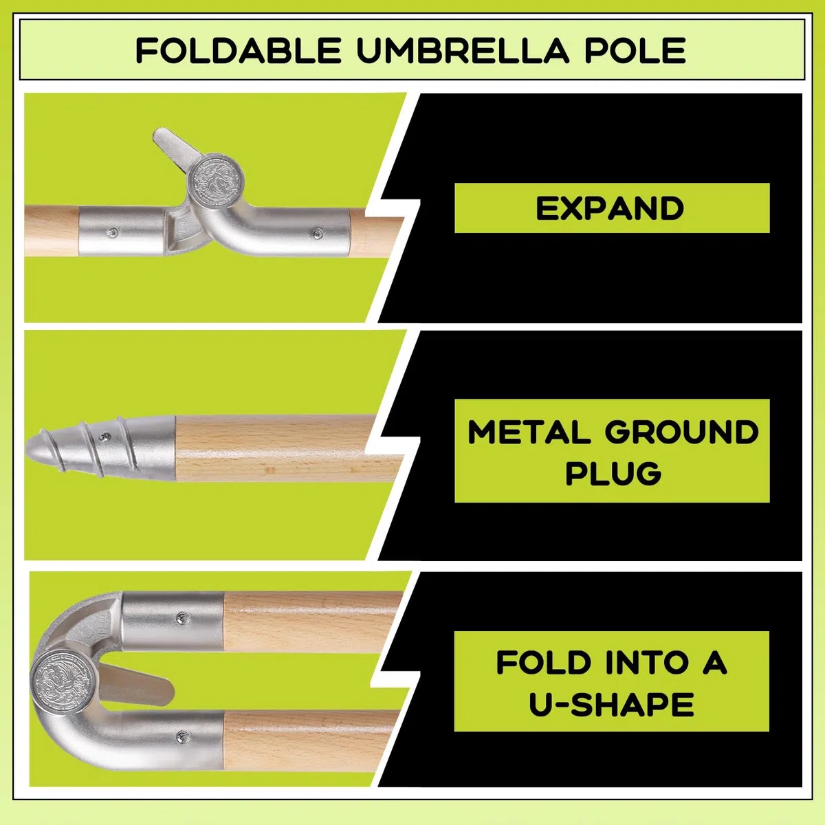 Ombrello da patio da 1,8 m, stile boho, in metallo, con protezione UPF 50+, regolabile, inclinabile, anti-pizzico, facile da trasportare, per giardino, cortile, piscina, spiaggia