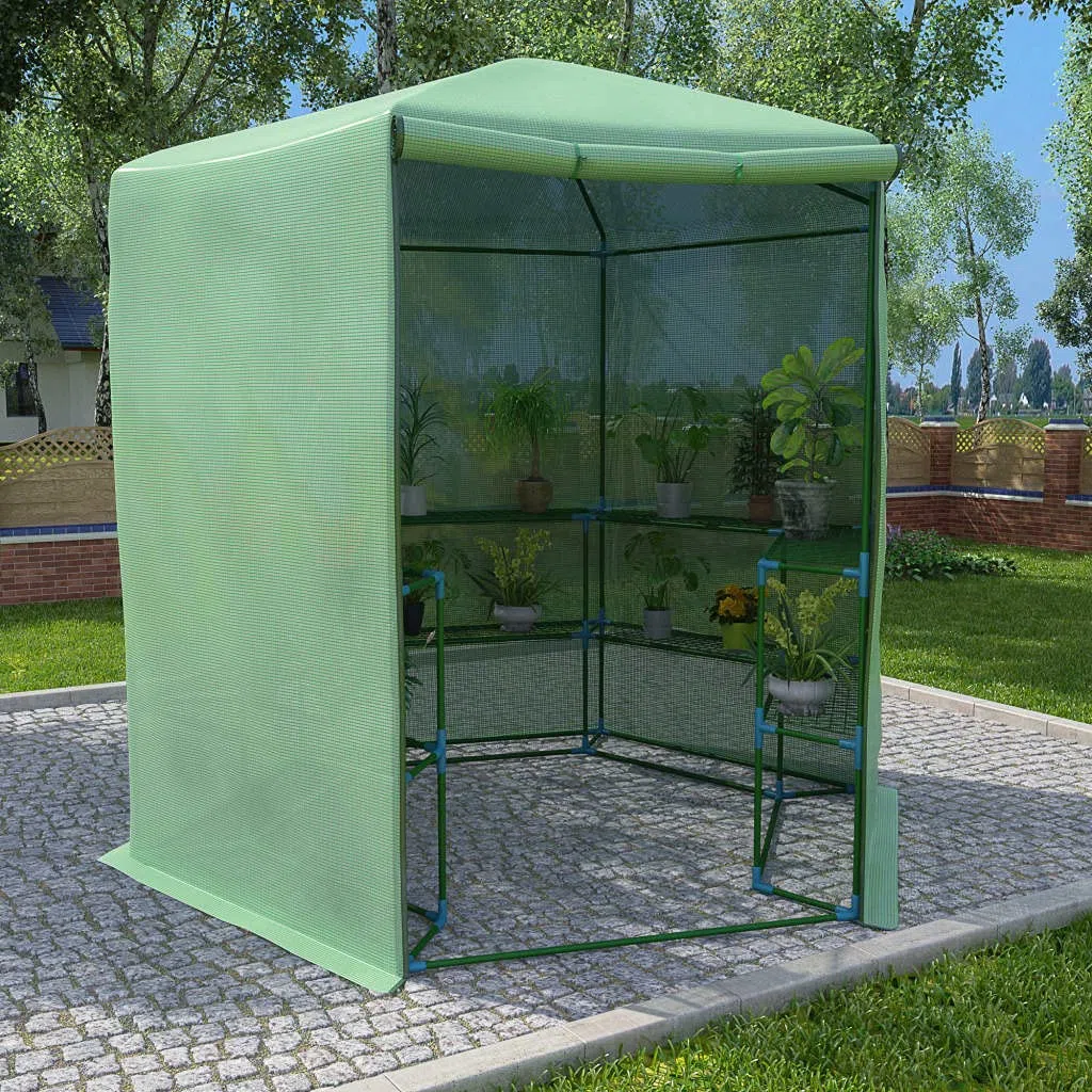 Serra con ripiani, in acciaio, 227 x 223 cm, per giardinaggio hobby, resistente alle intemperie, con ventilazione e telaio robusto, per balcone, terrazza, esterni, casetta di coltivazione e