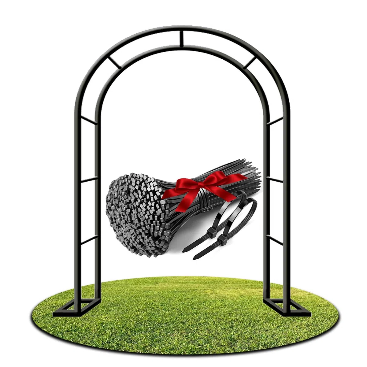 Arco per rose in metallo per giardino e matrimonio, arco per rose nere, 300 x 220 cm, perfetto ingresso floreale per balconi ed eventi all'aperto
