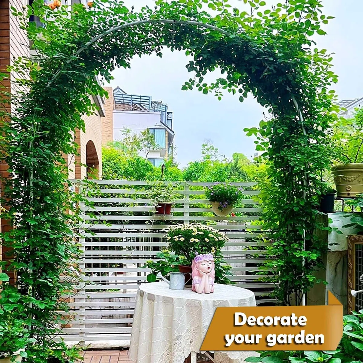 Arco per rose in metallo per giardino e matrimonio, arco per rose nere, 300 x 220 cm, perfetto ingresso floreale per balconi ed eventi all'aperto