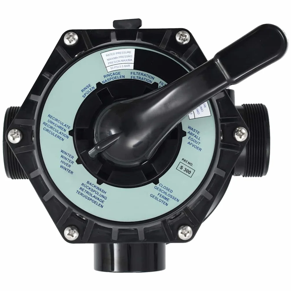 Valvola multiuso per filtro a sabbia da 1,5 pollici, valvola a 6 vie per filtro piscina ABS nero