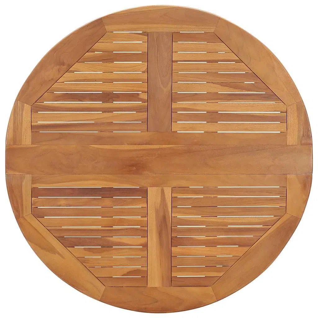 Générique Tavolo Da Giardino Pieghevole Teak 90 Cm Rotondo | Legno duro di teak robusto, design salvaspazio, facile da piegare, ideale per spazi esterni