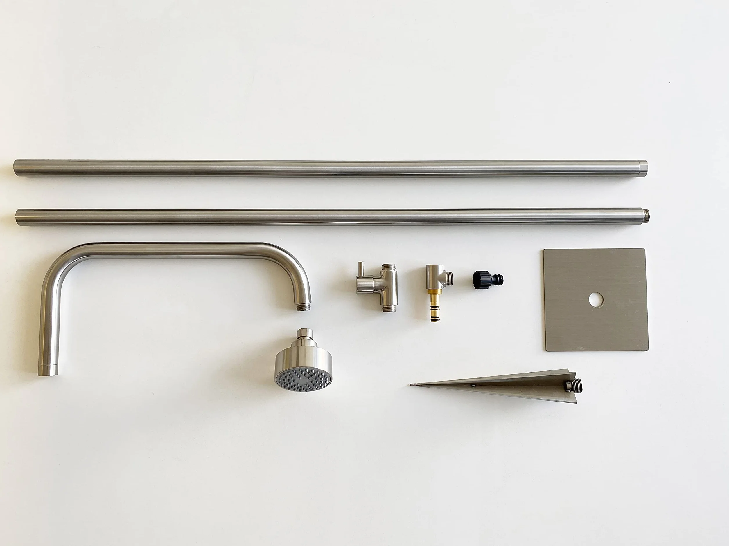 Design Doccia da Giardino Esterna Doccia per Piscina Deluxe in Acciaio Inox Spazzolato di Alta Qualità, Testa Orientabile