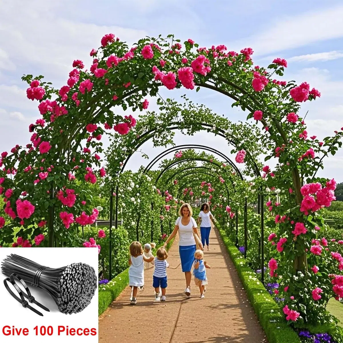 Arco per rose in metallo per giardino e matrimonio, arco per rose nere, 300 x 220 cm, perfetto ingresso floreale per balconi ed eventi all'aperto