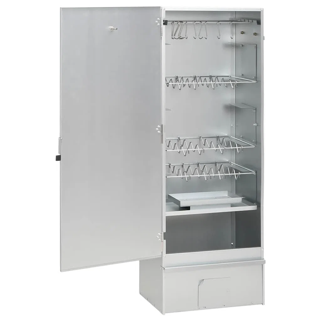 Affumicatore esterno in acciaio zincato, 110 cm | Multiuso con termometro, include griglie e ganci, per carne e pesce