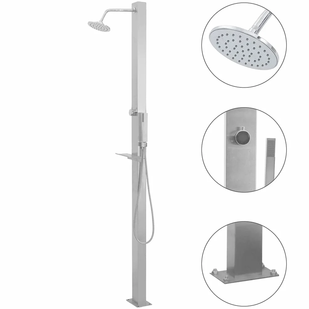 vidaXL Doccia da Giardino in Acciaio Inox Lineare