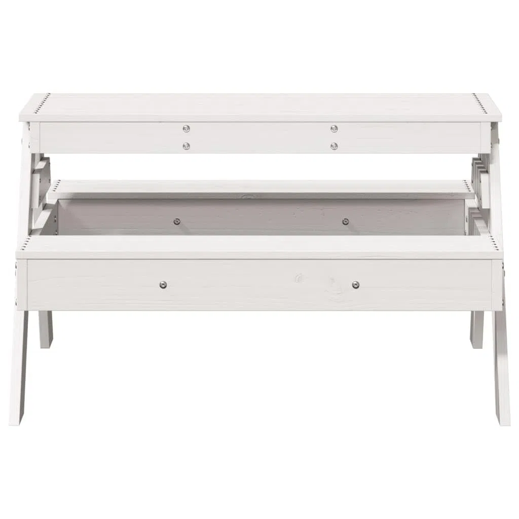 Tavolo da picnic per bambini bianco 88 x 97 x 52 cm in legno massello di pino