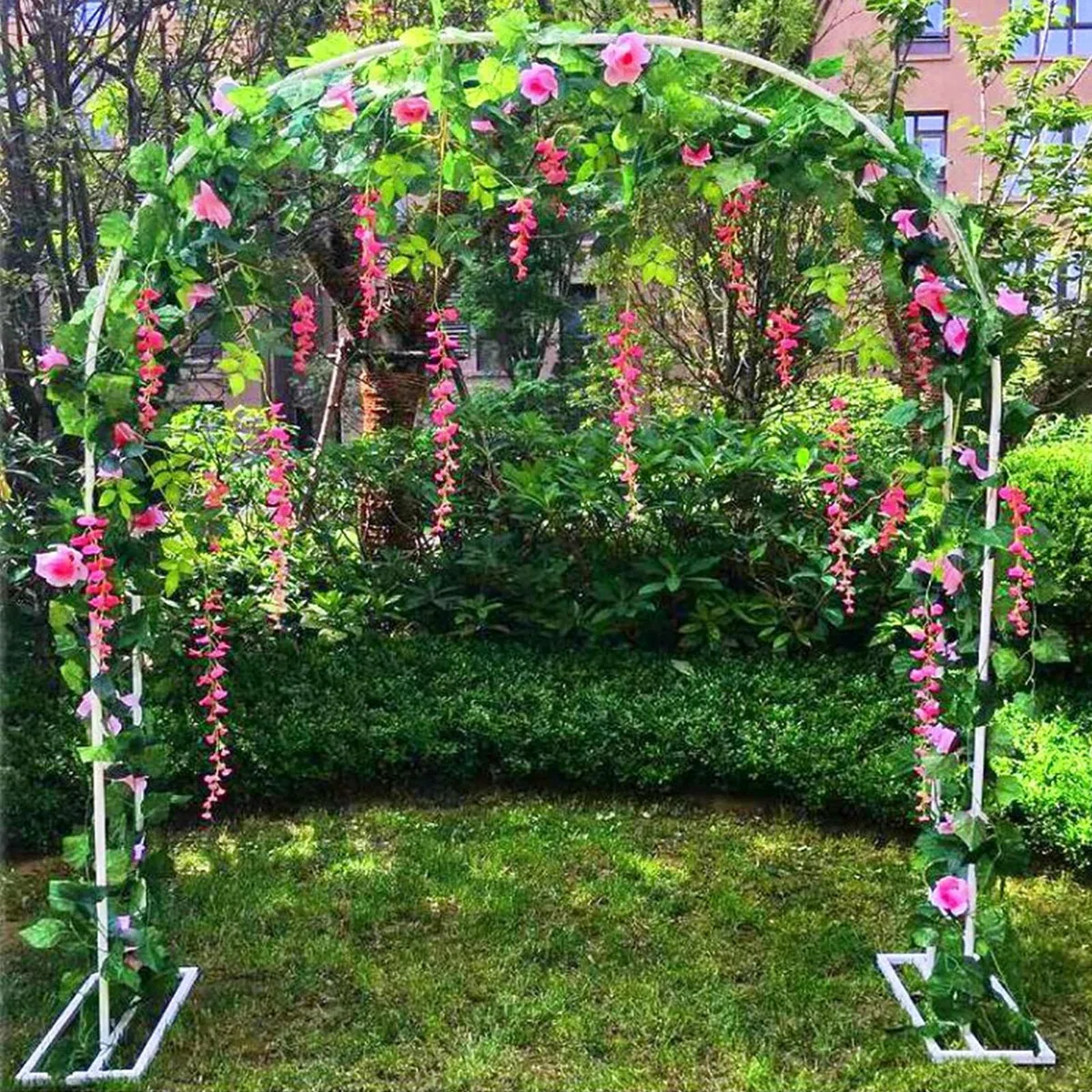 Arco da giardino in metallo bianco resistente alle intemperie - Ele graticcio per piante rampicanti e rose, perfetto per matrimoni e decorazioni per esterni, ideale per vialetti e decorazioni da