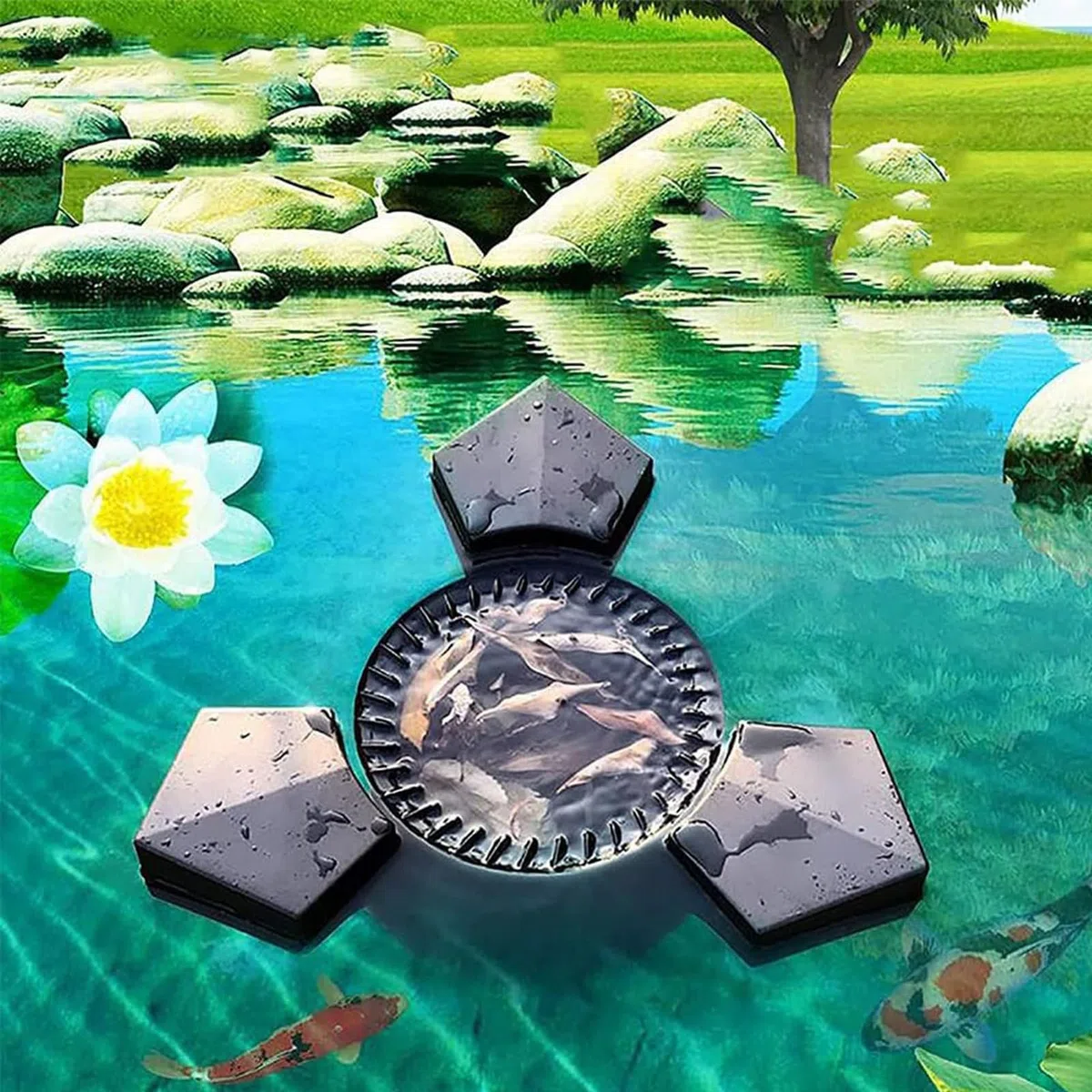 Skimmer galleggiante per piscine, 220 V, con aspirazione, detergente automatico per superfici per piscine e laghetti per pesci