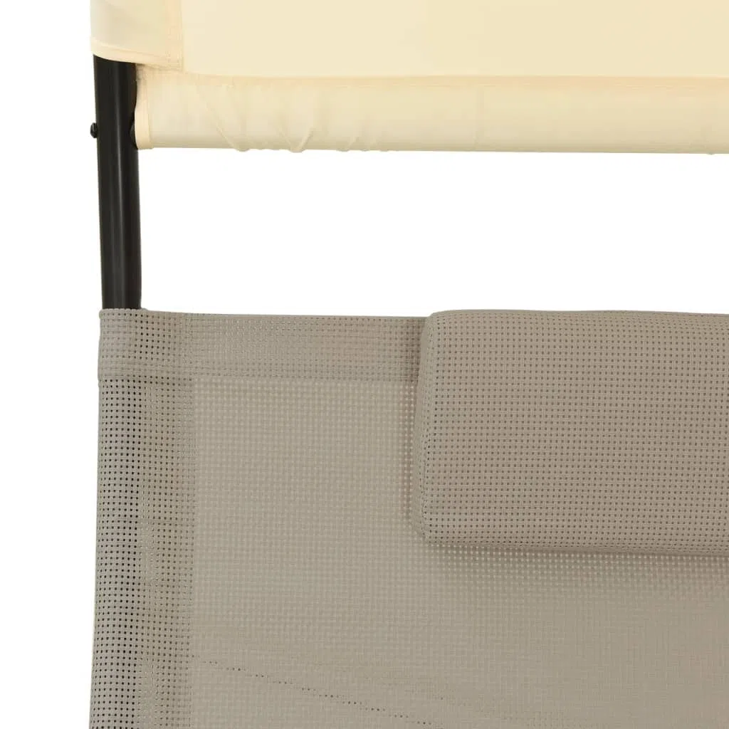 vidaXL Lettino Prendisole Doppio Baldacchino in Textilene Talpa Crema