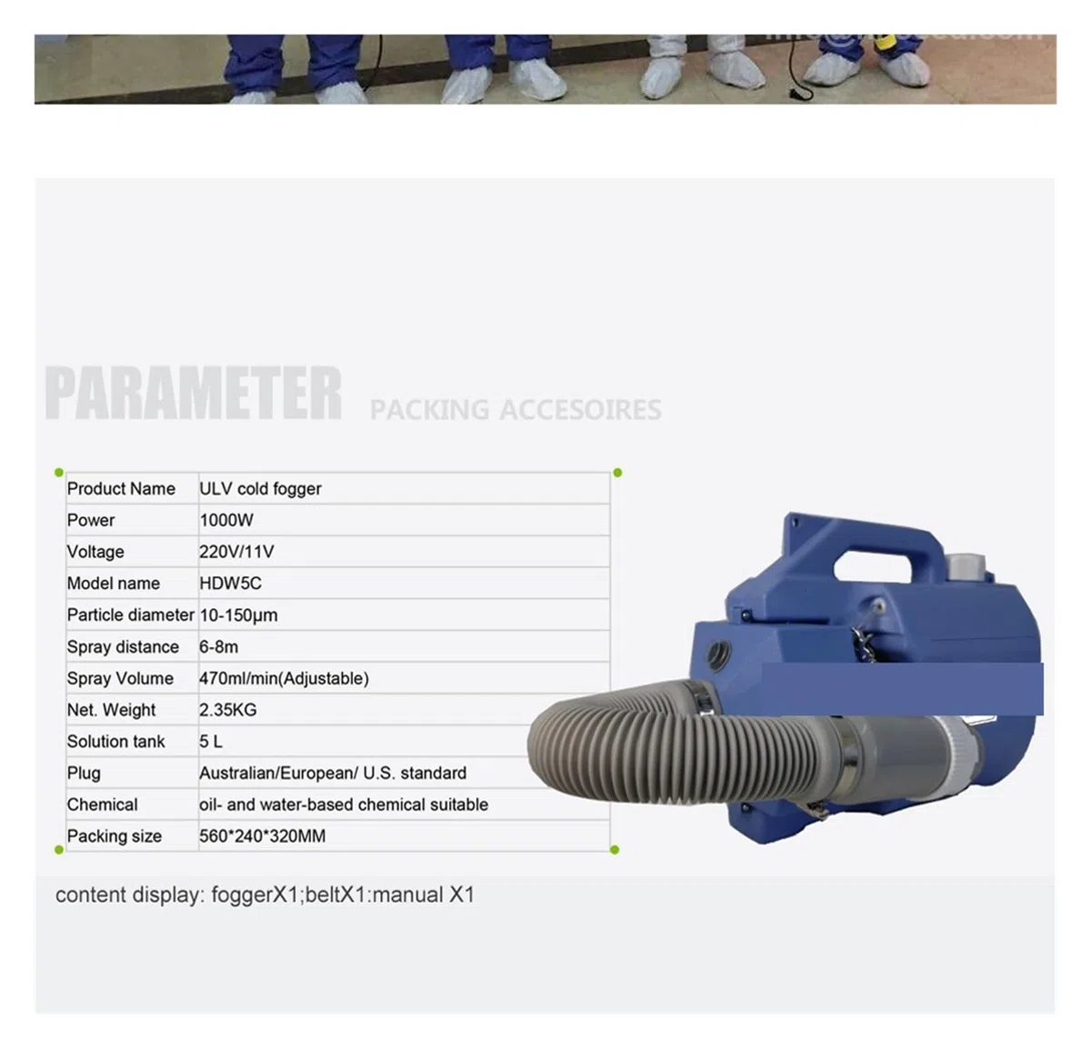 Spruzzatore elettrico, Macchina for nebbia portatile con fumigazione a zaino freddo ULV da 5 litri