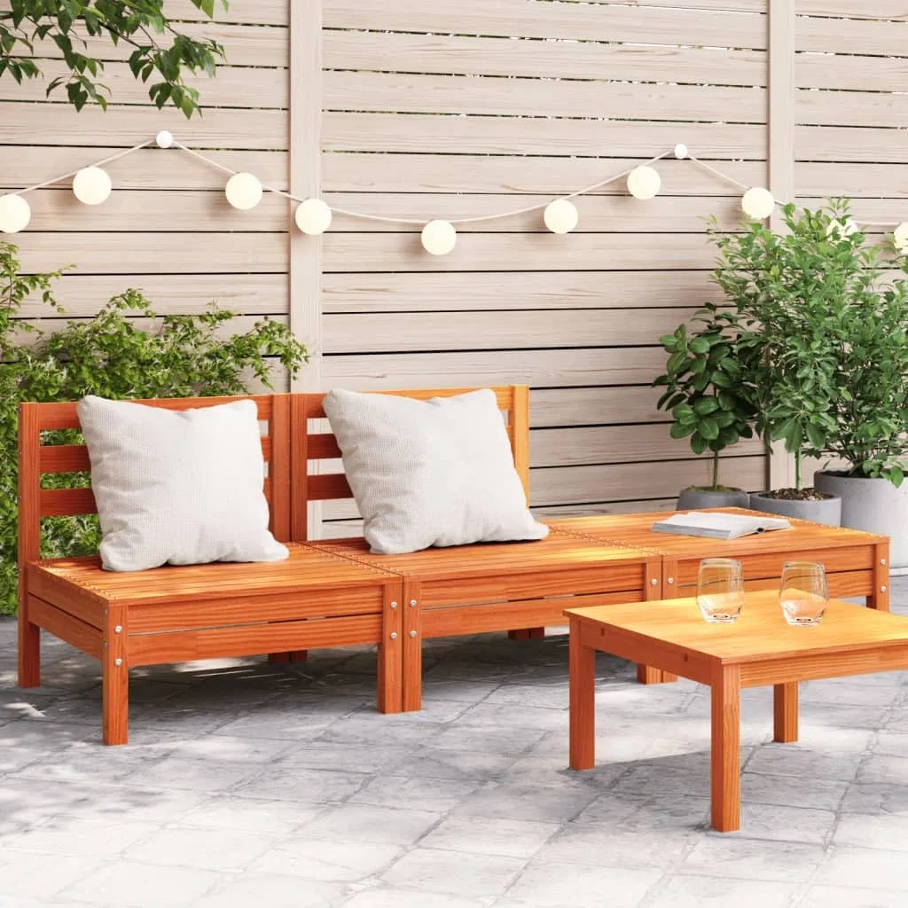 ZEYUAN Divano da Giardino a 3 Posti Marrone Cera Legno Massello Pino,Divano Giardino,Divano Giardino Esterno,Divano Giardino per Esterno-838037