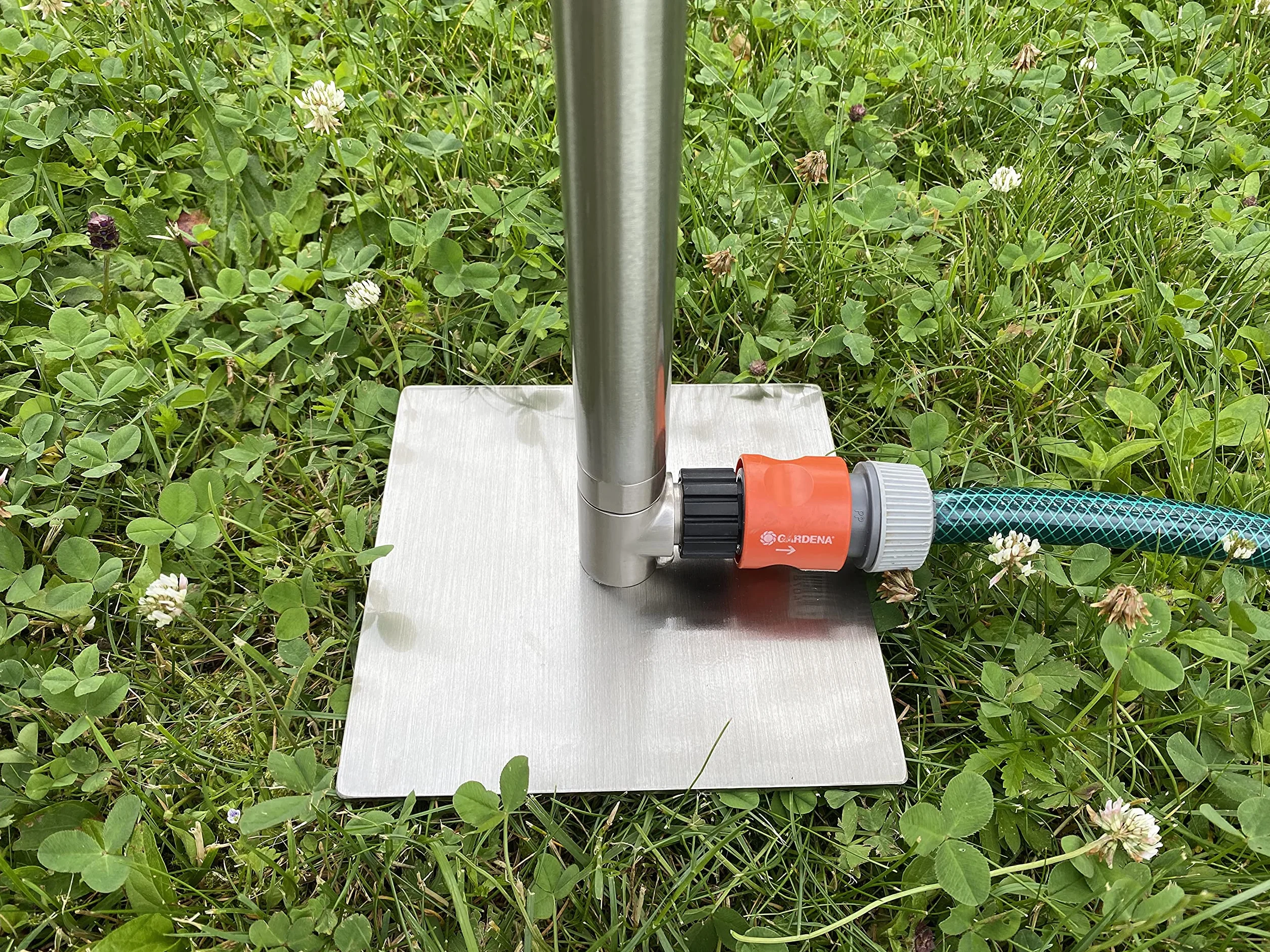 Design Doccia da Giardino Esterna Doccia per Piscina Deluxe in Acciaio Inox Spazzolato di Alta Qualità, Testa Orientabile