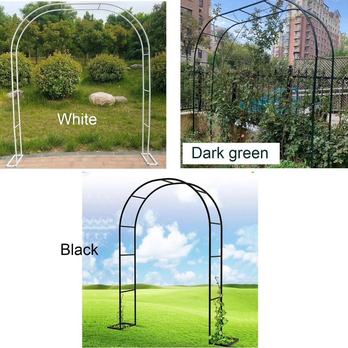 Arco da giardino in metallo per piante rampicanti, 1,8 m, 2,0 m, 2,8 m, 3 m, arco in ferro per matrimoni, rose, cortile, cortile, cortili, ingressi, durevole, design a tubo da 19 mm