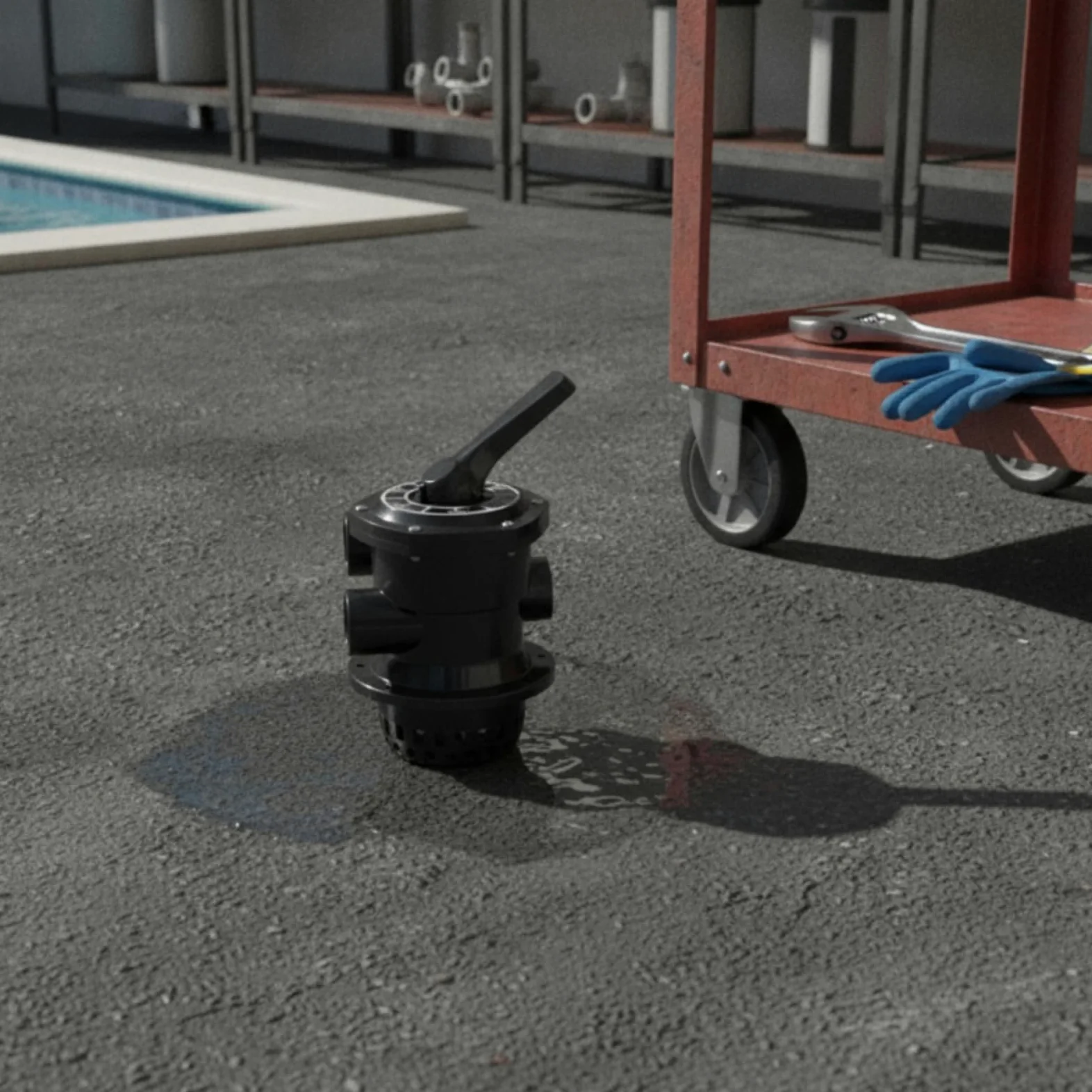 Valvola Selettrice con Manometro Manuale Valvola a Sei Vie a più Vie per Piscina, Nero, 2 Pollici