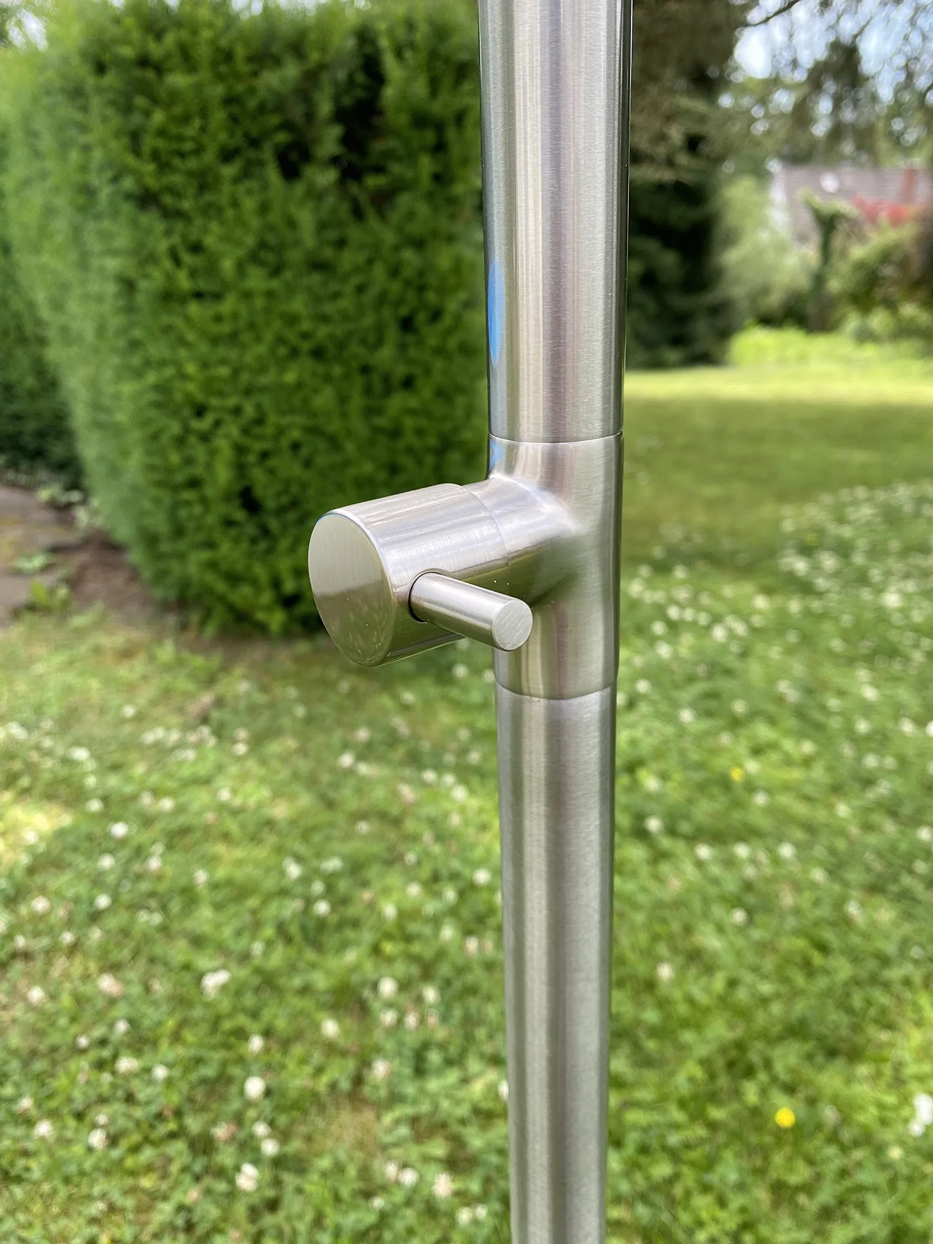 Design Doccia da Giardino Esterna Doccia per Piscina Deluxe in Acciaio Inox Spazzolato di Alta Qualità, Testa Orientabile