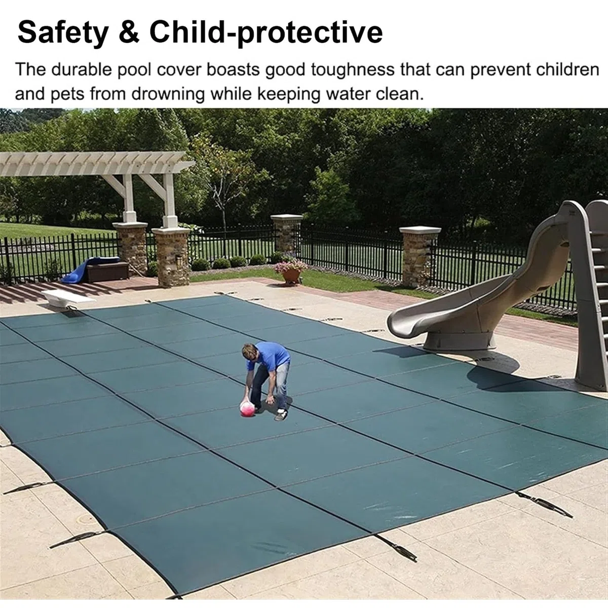 Inground Copertura di sicurezza per piscina, in rete verde, resistente, invernale, rotonda, per piscine interrate, 1,5 m/1,8 m/2,1 m/2,4 m/3 m/3,7 m/4,3 m/4,6 m/5,5 m/7,3 m grande (1 m x 1 m x 3 piedi