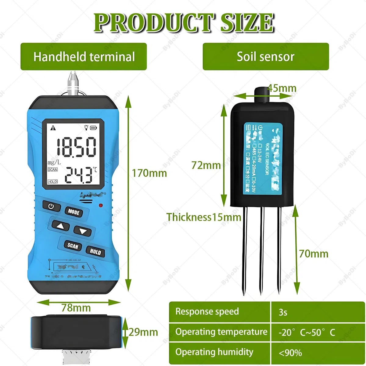 Rilevatore di Terreno Digitale Portatile 7 in 1, Tester di Terreno Multifunzionale, analizzatore NPK PH EC, con sensore di umidità e Temperatura,analizzatore di Terreno Portatile 7 in 1